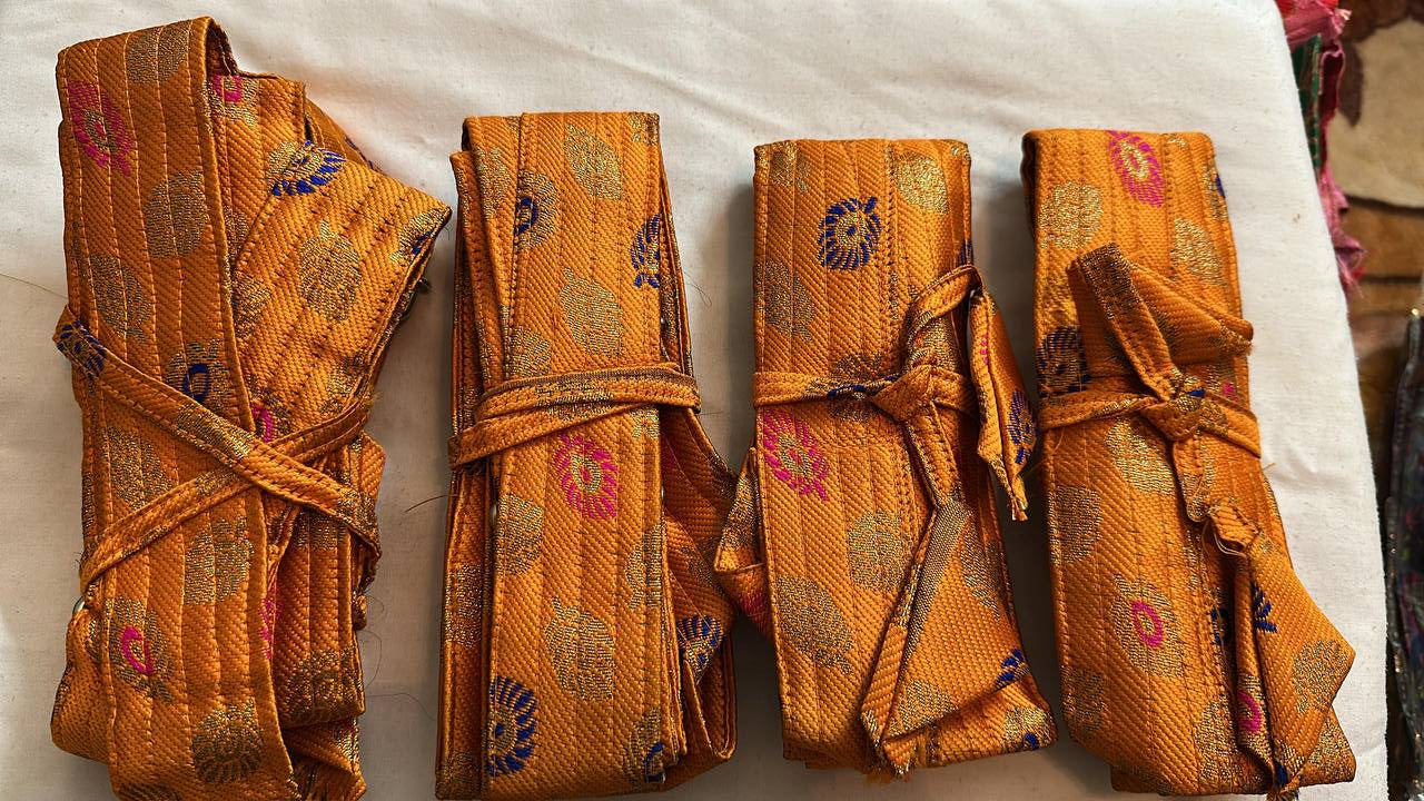 Orange Hajoori Gatra | Small Pech Kabaj | 9" Kirpan