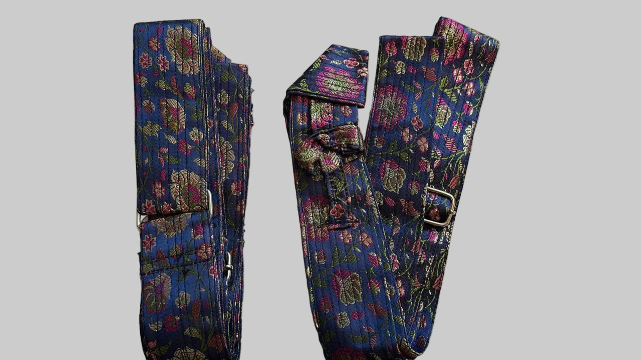 Blue with pink mix Hajoori Gatra | Small Pech Kabaj | 9" Kirpan