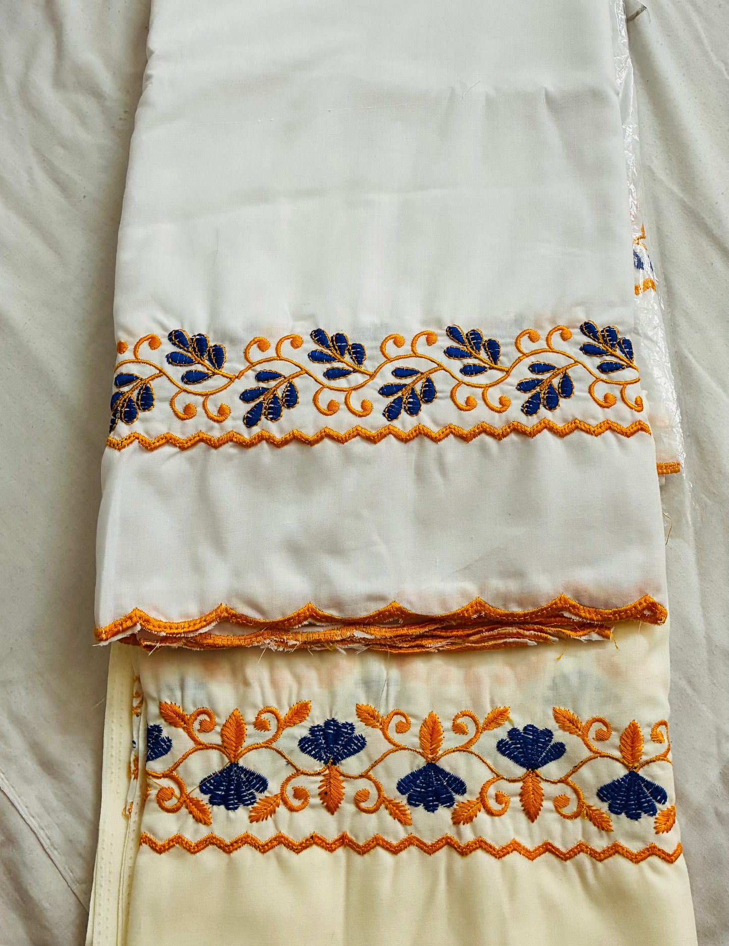 Khalsa Sikh Hajooria White Color with Orange Embroidery