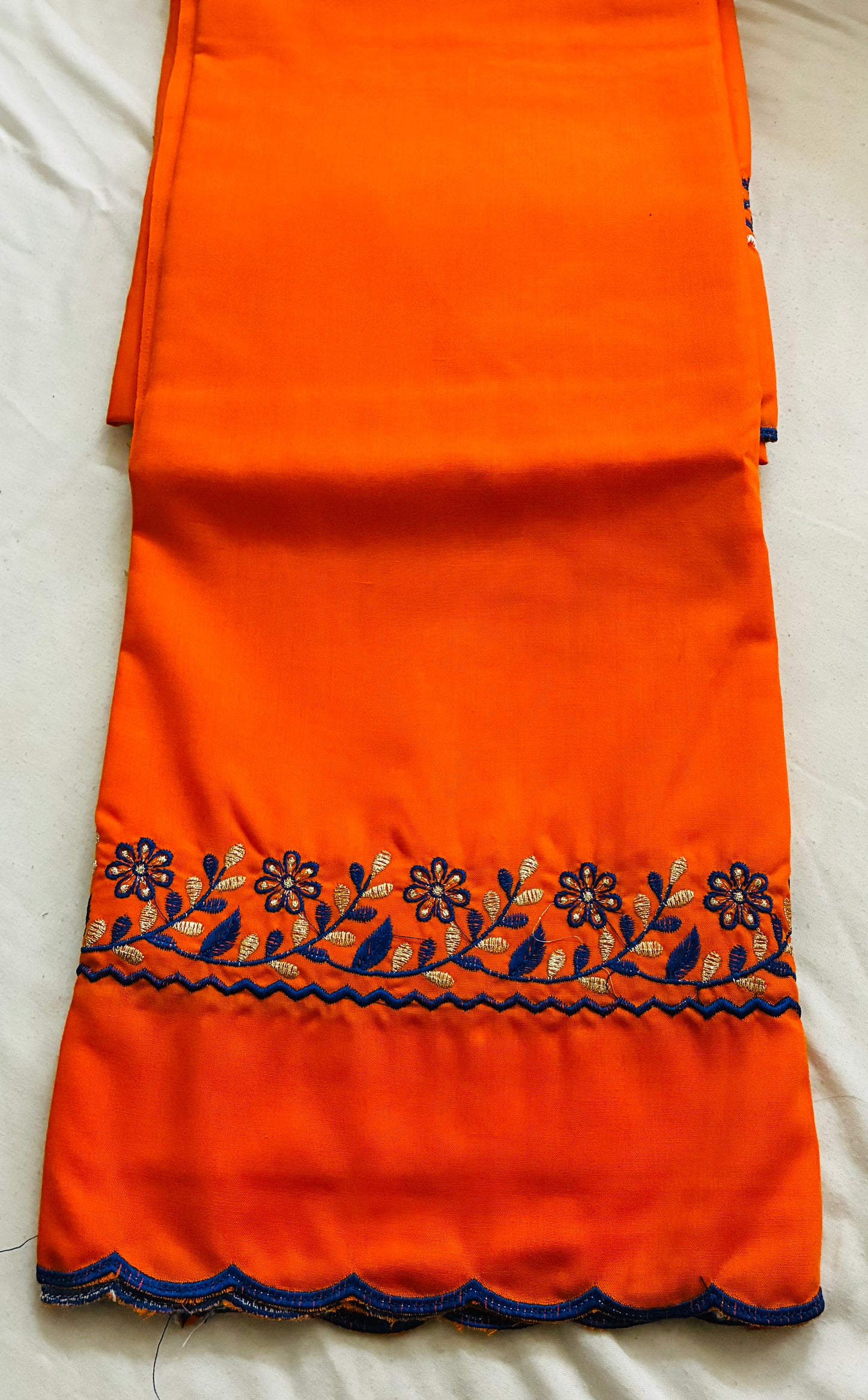 Khalsa Sikh Hajooria Dark Orange Color With Blue Embroidery