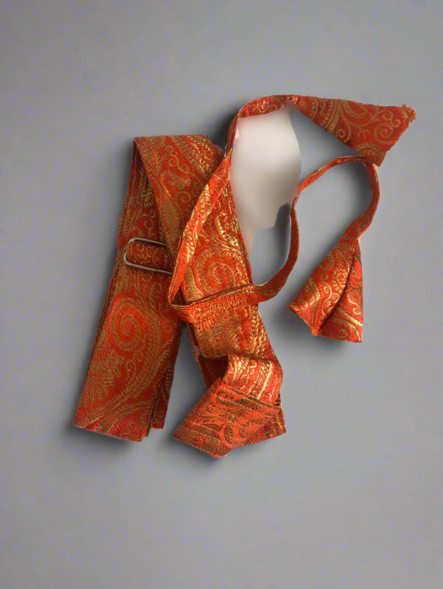 Orange with Golden Hajoori Gatra | Small Pech Kabaj | 9" Kirpan