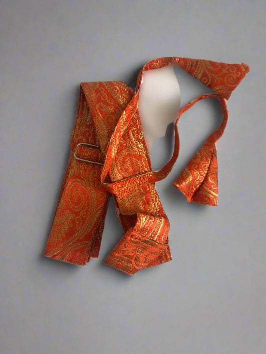 Orange with Golden Hajoori Gatra | Small Pech Kabaj | 9" Kirpan