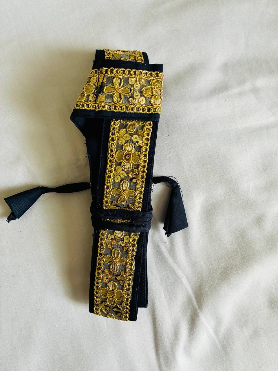 Dark Blue Hajoori Gatra | Small Pech Kabaj | 9" Kirpan