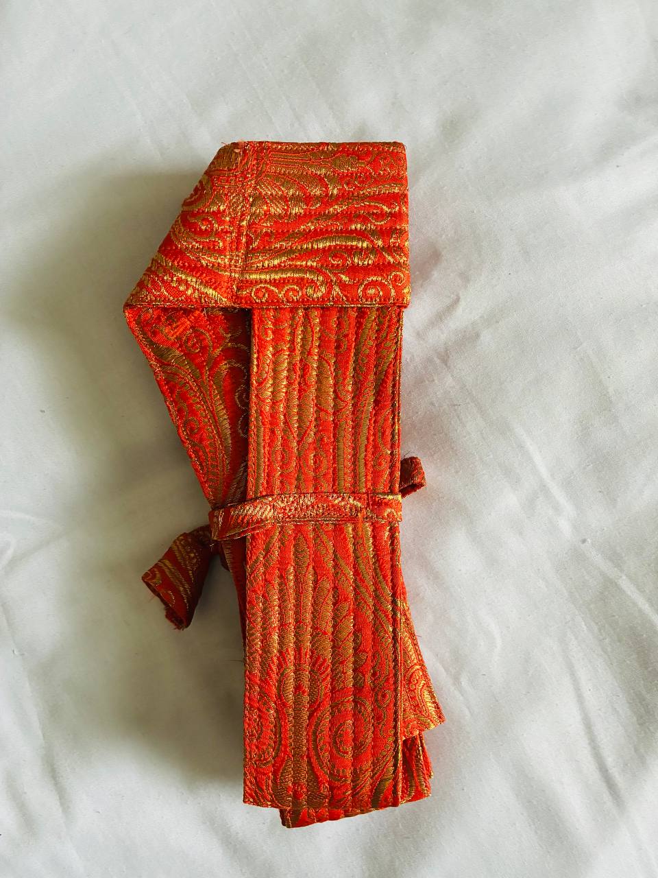Orange with Golden Gatra | Small Pech Kabaj | 9" Kirpan