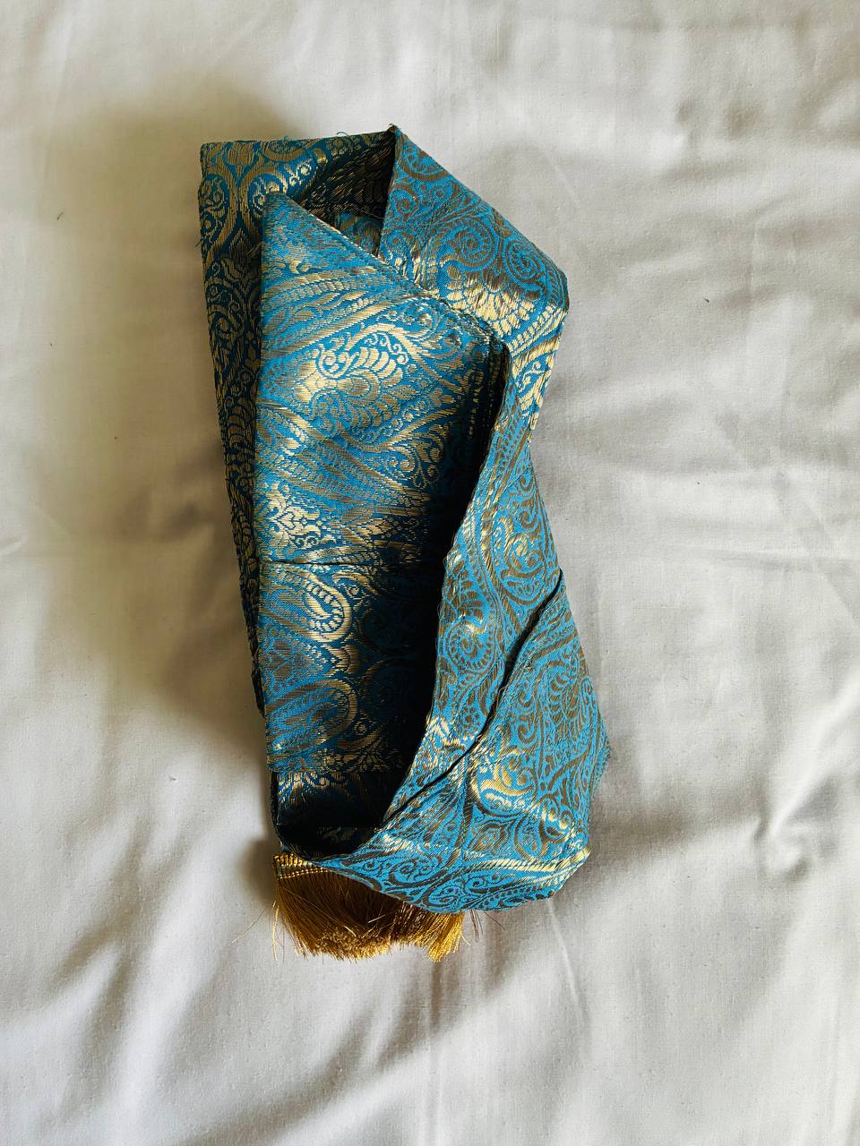 Sky Blue( Cyan) with Golden Hajoori Gatra for 3 ft Kirpan
