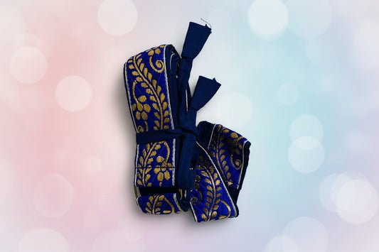 Navy Blue with Golden Hajoori Gatra | Small Pech Kabaj | 9" Kirpan