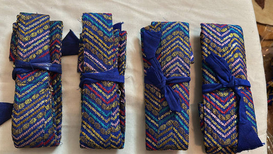 Blue Multicolor Hajoori Gatra | Small Pech Kabaj | 9" Kirpan
