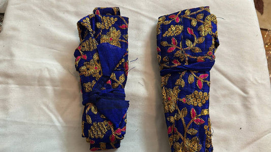 Blue with PInk Golden  Hajoori Gatra | Small Pech Kabaj | 9" Kirpan
