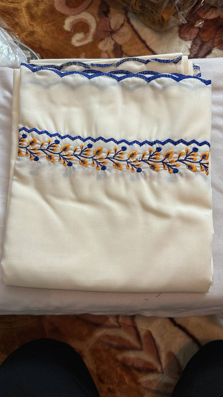Khalsa Sikh Hajooria Off White  Color with Blue Embroidery