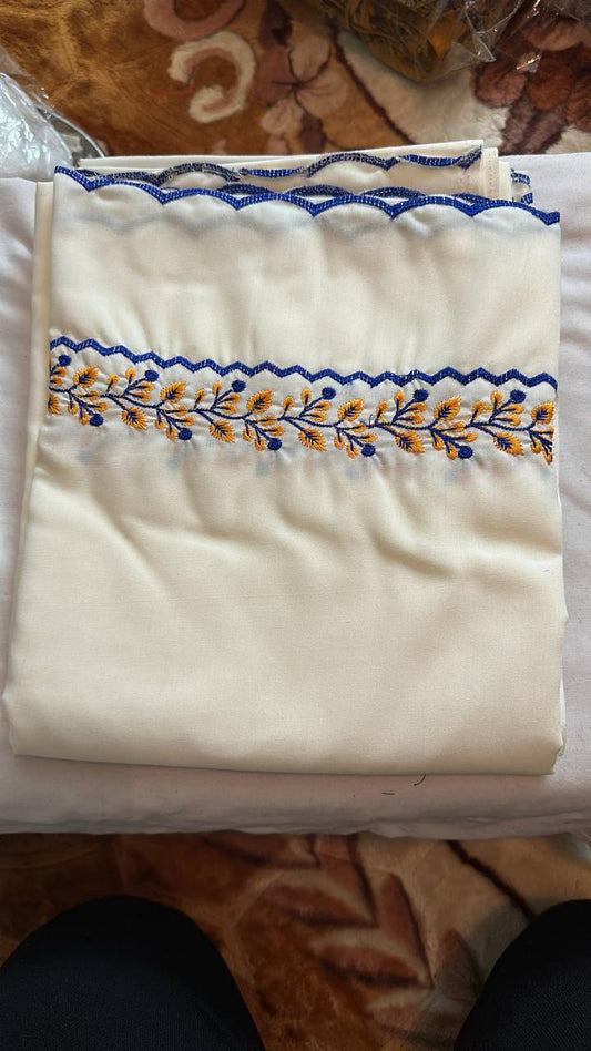 Khalsa Sikh Hajooria Off White  Color with Blue Embroidery