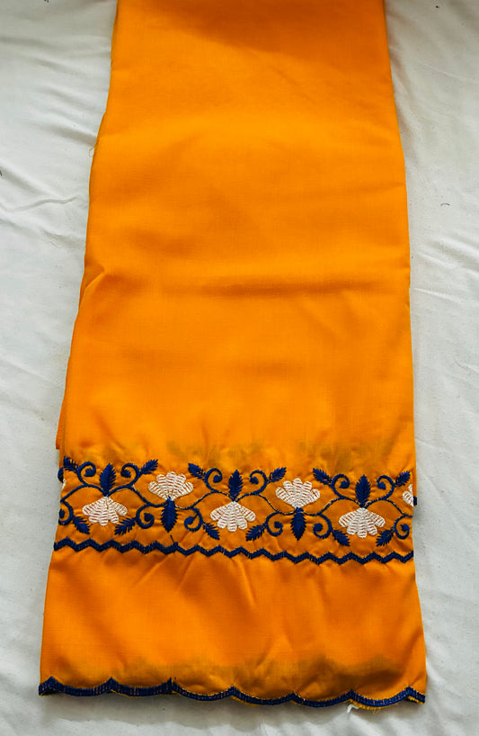 Khalsa Sikh Hajooria Light Orange Color With Blue Embroidery