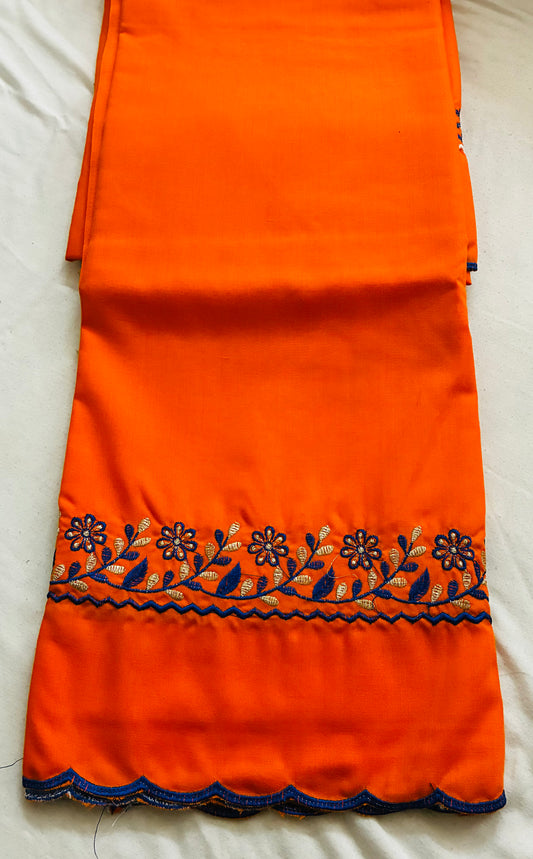 Khalsa Sikh Hajooria Dark Orange Color With Blue Embroidery