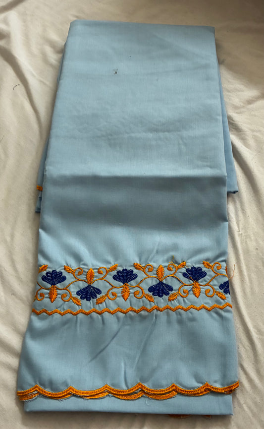 Khalsa Sikh Hajooria Sky Blue Color With Yelllow  Embroidery