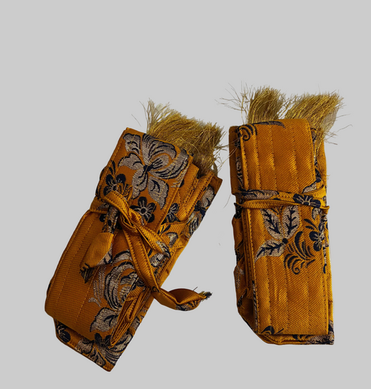 yellow with blue Hajoori Gatra for 3 ft Kirpan