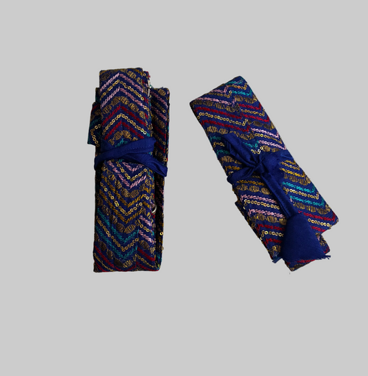 Blue Multicolor Hajoori Gatra | Small Pech Kabaj | 9" Kirpan