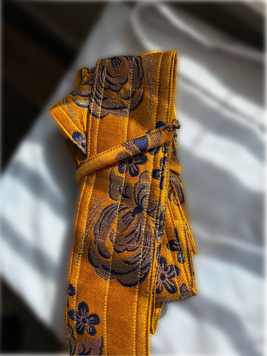 yellow with blue Hajoori Gatra for 3 ft Kirpan