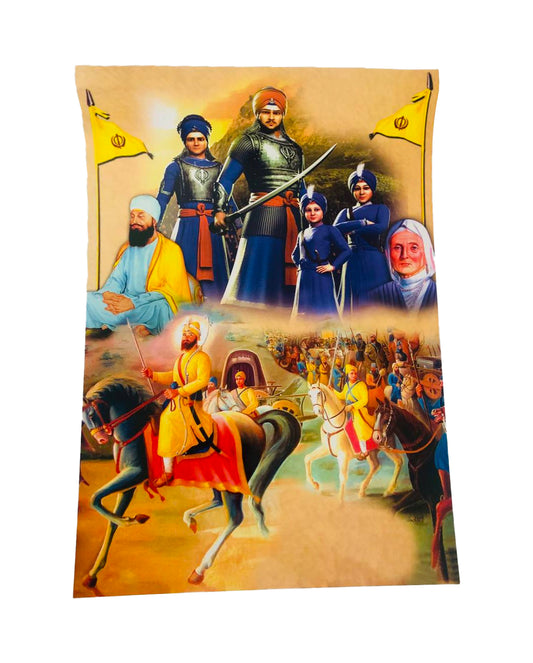 Poster Guru Gobind Singh Ji With Pariwar 19"x13"