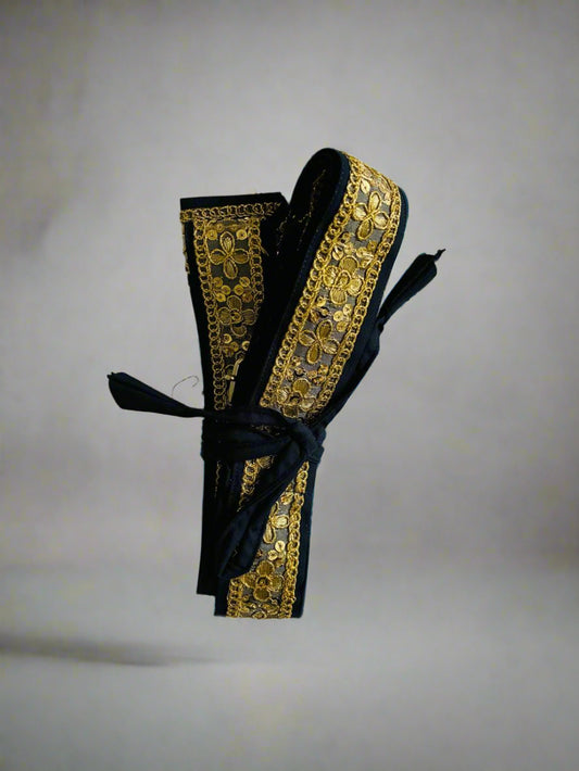 Dark Blue Hajoori Gatra | Small Pech Kabaj | 9" Kirpan
