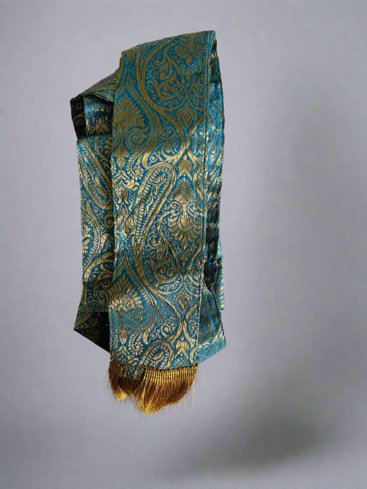 Sky Blue( Cyan) with Golden Hajoori Gatra for 3 ft Kirpan