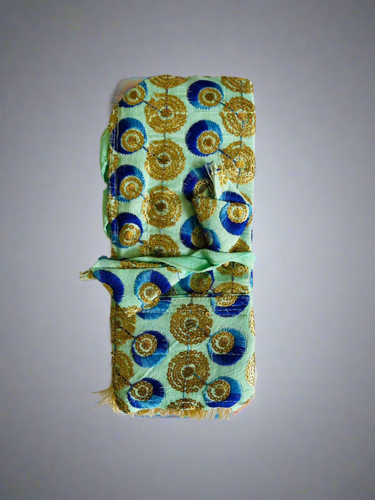 Sky Blue( Cyan) with Blue and Golden Hajoori Gatra for 3 ft Kirpan